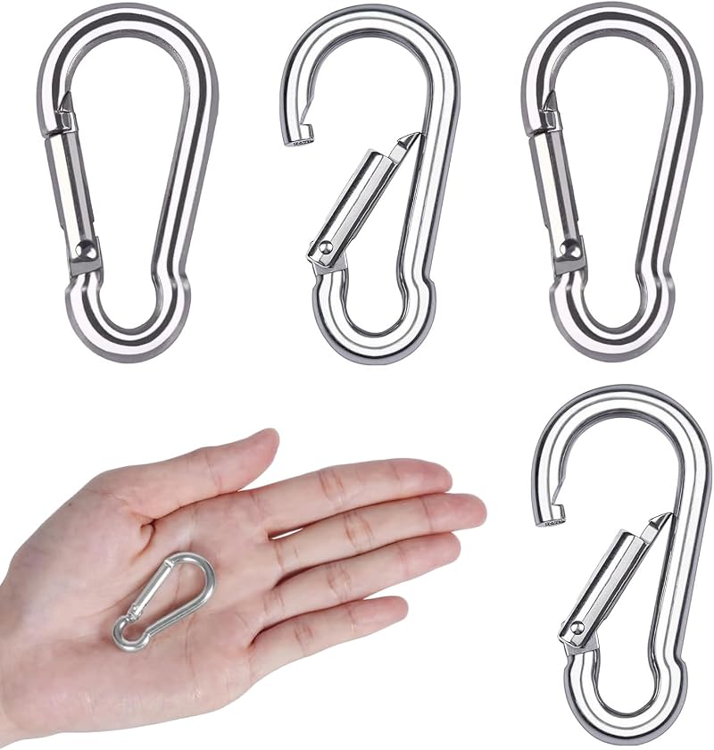 Pubiao 4 Pack Locking Carabiner 304 Stainless Steel M6 Heavy Duty 60mm