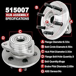Pair 515007 Front Wheel Bearing Hub Assembly