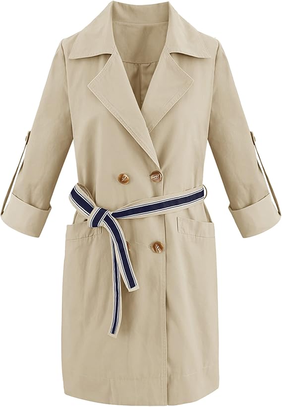 Amazon ノーブランド品 レディース コート カジュアル コート おしゃれ ボタン 春秋 新品 アウター トレンチコート ベーシックトレンチ コート スプリング 通勤 おしゃれ M ブラック コート ジャケット 通販