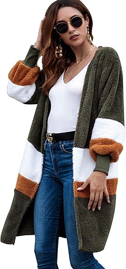 Amazon Keimi ケイミ カーディガン ロングコート アウター もこもこ ジャケット 羽織 ルームウェア 部屋着 防寒 秋冬物 冬服 レディース カジュアル ゆったりロング 大きいサイズ 長袖 ラウンドネック カーディガン ボレロ 通販