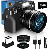 2024 Upgrade VJIANGER Digital Camera for Photography Vlogging Camera for YouTube with WiFi, 180° Flip Screen, 16X Digital Zoom, 52mm Lens, 2 Batteries, 32GB Micro SD Card(Black)