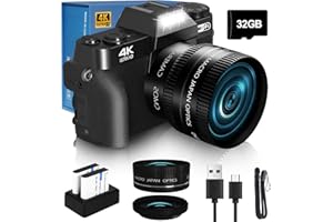 2024 Upgrade VJIANGER Digital Camera for Photography Vlogging Camera for YouTube with WiFi, 180° Flip Screen, 16X Digital Zoom, 52mm Lens, 2 Batteries, 32GB Micro SD Card(Black)