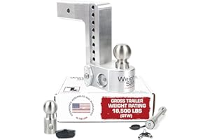 Weigh Safe Adjustable Trailer Hitch Ball Mount - 8" Drop Hitch for 2.5" Receiver w/ 2 pc Keyed Alike Lock Set, Premium Aluminum Trailer Tow Hitch w/ Built in Weight Scale for Anti Sway, 18,500 lbs GTW