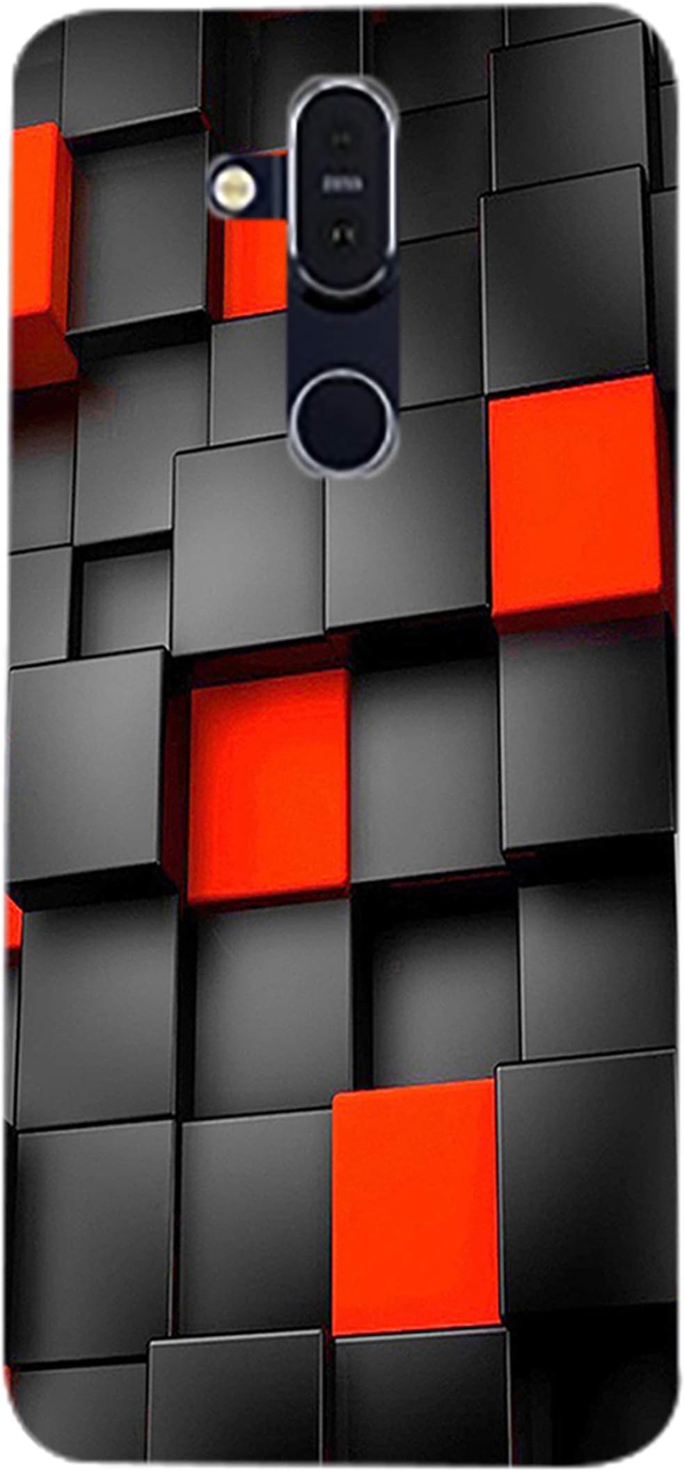 Fasheen Printed Back Case Cover for Nokia 7.1 Plus, Flexible Soft Silicone Rubber TPU, Print: 3D Black