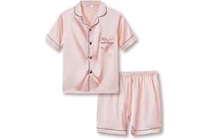 Topgal Satin Pajamas for Girls – Coat Style Silky Button Down PJ Set Size 6-16