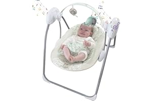FURMUBEI Portable Baby Swing for Infants, Compact & Foldable Infant Swing with 5-Speed Swing,Music, Timer, Cushioned Seat, Battery Operated, 0-9 Months 6-20 lbs,SG2404
