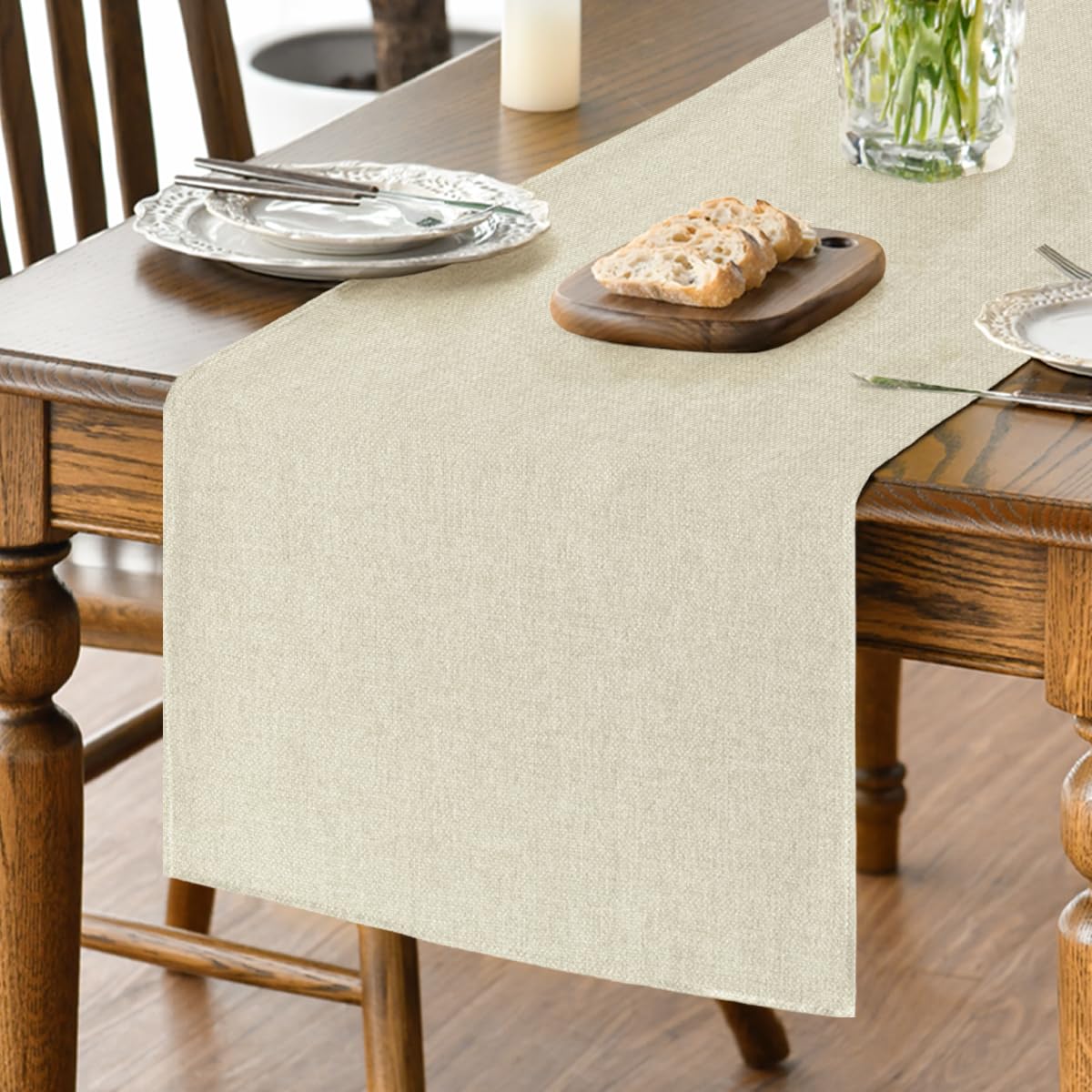 Artoid Mode Beige Fall Table Runner, Seasonal Autumn Winter Machine Washable Kitchen Dining Table Decoration for Home Party Decor 40x140 cm — image 1