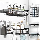NESOMI Shower Caddy Adhesive Shower Organizer 7-Pack, Rustproof Stainless Steel Bathroom Shelves, Large Capacity No-Drill Rac
