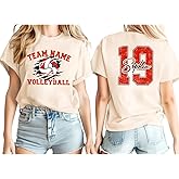 NAZENTI Personalized Volleyball Mom Shirt, Custom Volleyball Shirt for Women with Name and Number, Sport Mom Gifts