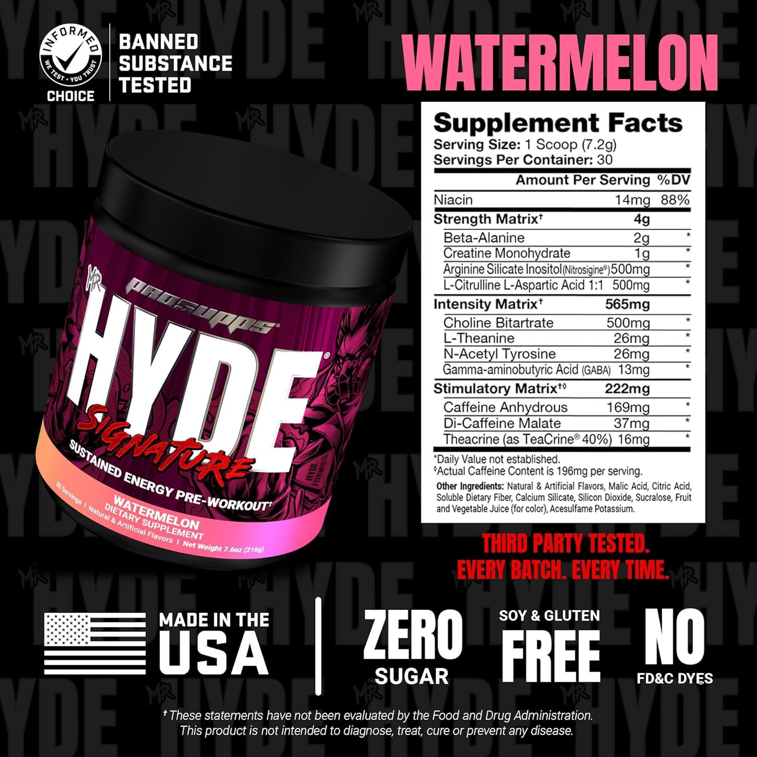 PROSUPPS Mr. Hyde Signature Pre Workout Powder with Creatine, Beta Alanine & Caffeine - Performance, Energy & Endurance - Clean Fitness & Gym Supplements for Men & Women (Watermelon, 30 Servings)
