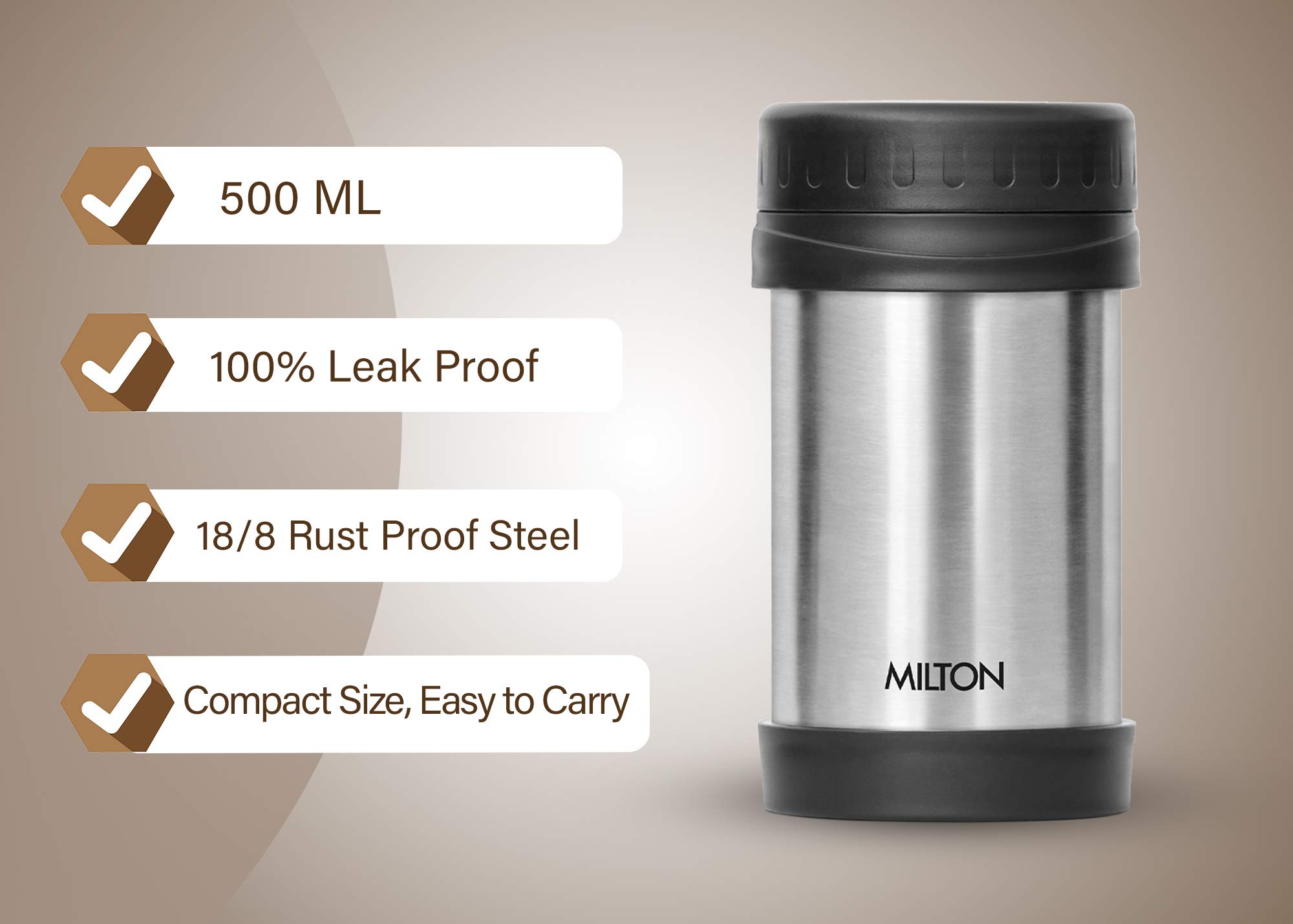 milton thermosteel soup flask 350ml silver