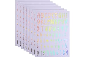 SEPAMOON 552 Pieces 8 Sheets Letter Stickers Self Adhesive Number Alphabet Vinyl Stickers Cursive Mailbox Numbers Labels Decals for Scrapbooking DIY Crafts Art Making Window Door Sign(1 Inch,Rainbow)