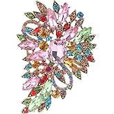 EVER FAITH Women's Austrian Crystal Wedding Flower Leaf Bouquet Brooch