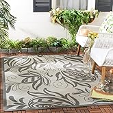 SAFAVIEH Washable Rug Outdoor Courtyard Collection - 6'7" x 9'6", Light Grey & Anthracite, Non-Shedding & Easy Cleaning, Idea