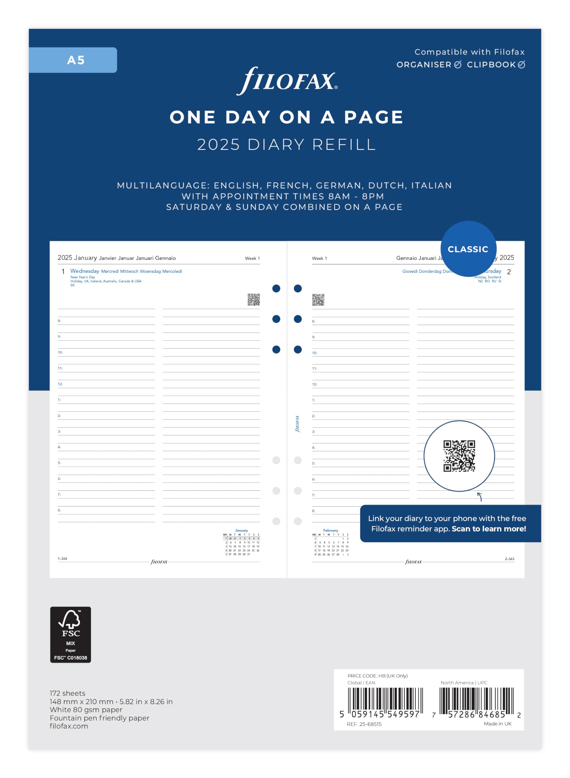 A5 Day per page 5 language appointments 2025