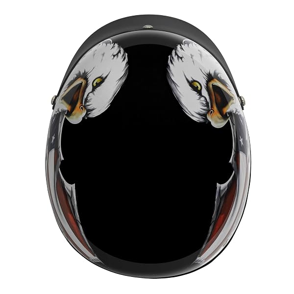 VCAN – V505USA24 CRUISER PATRIOTIC EAGLE USA GRAPHICS MOTORCYCLE HALF HELMET (GLOSS BLACK, LARGE)
