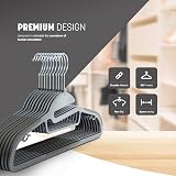 Keplin 20-Pack Non-Slip Hangers Dark Grey Slimline 360° Swivel Tie Organizer view 3