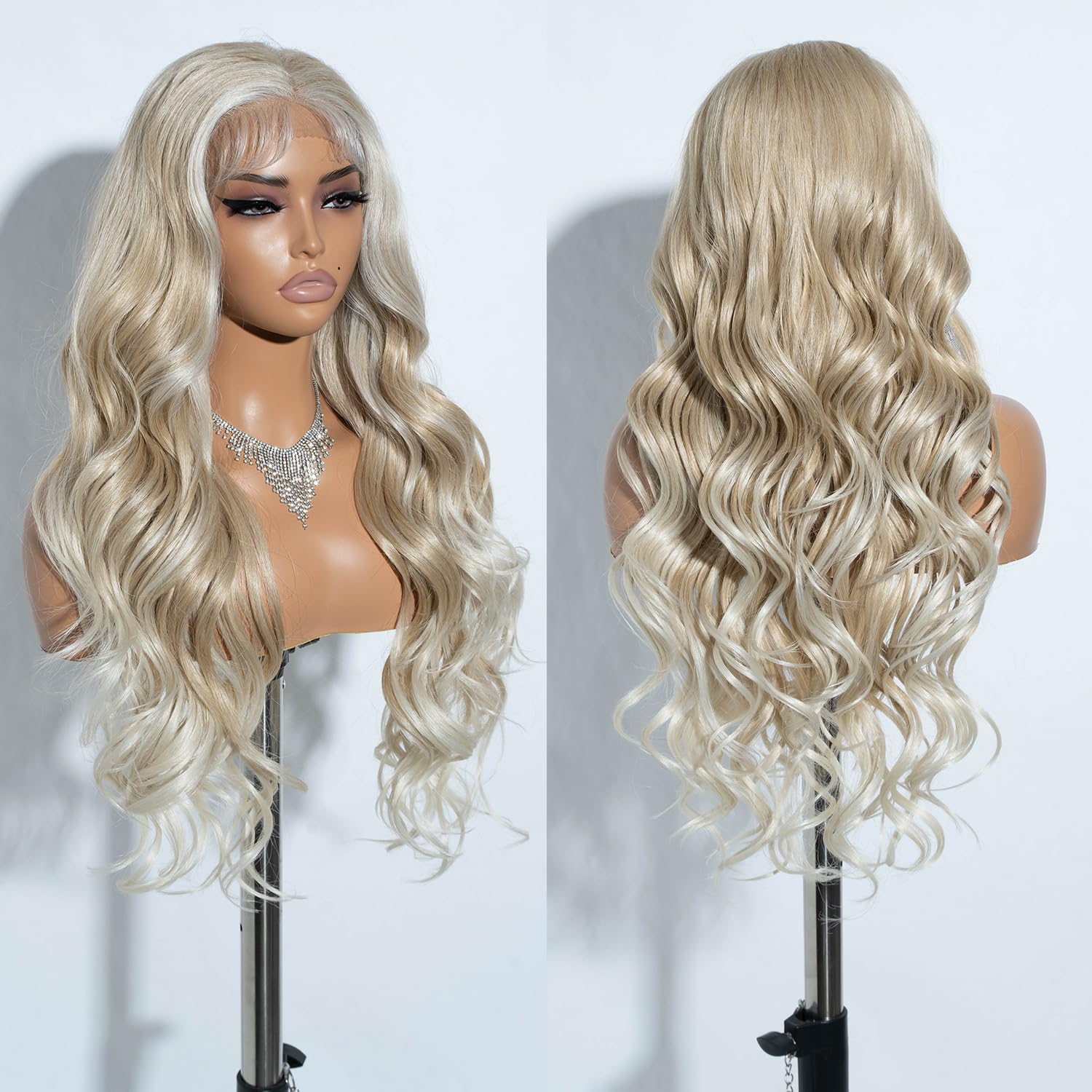 Joedir 13X4 Lace Frontal Wig Pre Plucked Synthetic Lace Front Wigs Natural Looking Body Wave Wigs for Women 30 Inch Loose Deep Wave Wig with Baby Hair Heat Resistant Hair Cosplay Daily Party Wigs