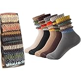 ANIDL 5 Pairs Colorful Striped Crew Socks Retro Sporty Tube Sock Casual Scrunch Slouch Socks Women