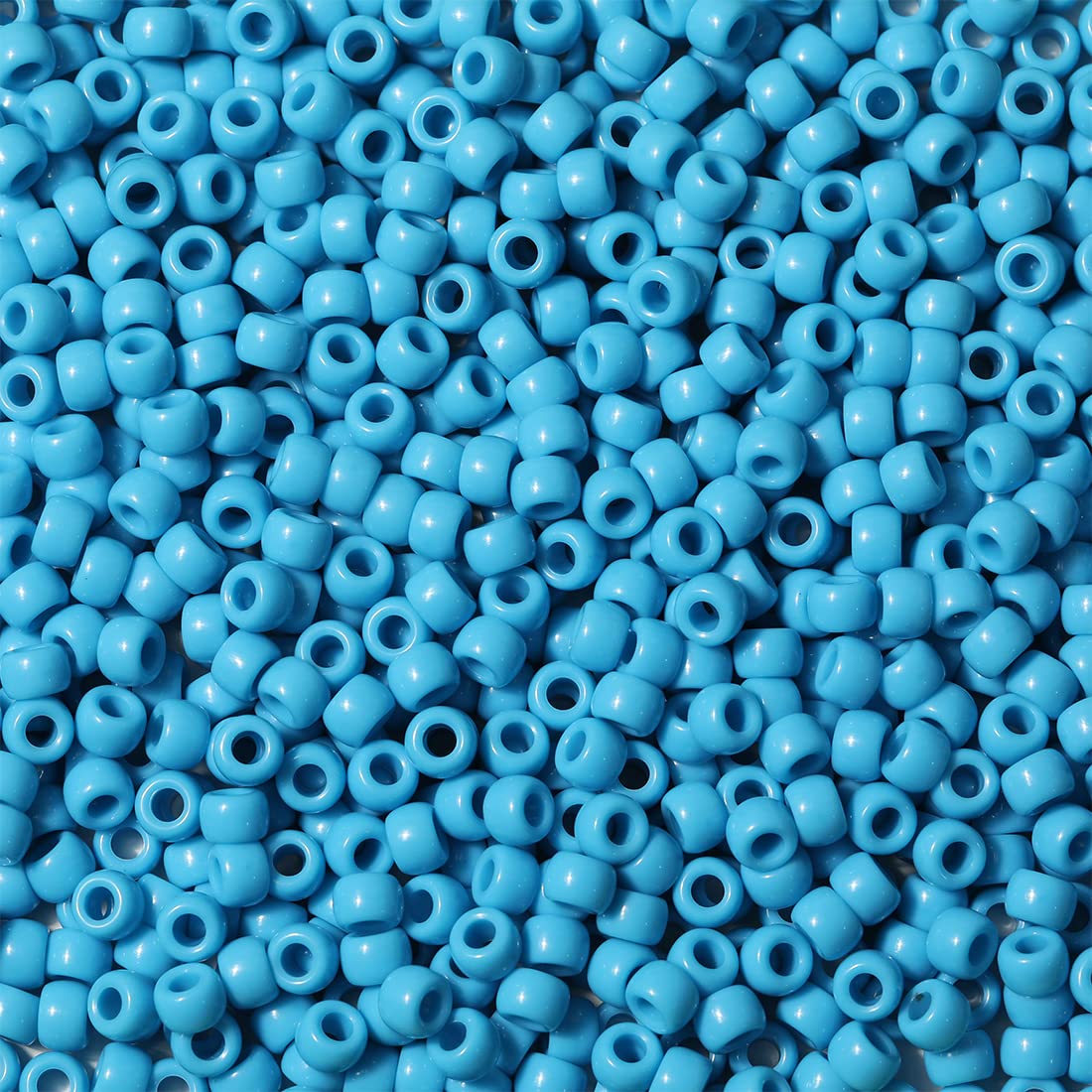 Bala&Fillic Size 6x9mm Lake Blue Pony Beads with Smooth Surface Total 1000pcs Craft Pony Beads for Making Bracelets (Lake Blue) — image 1