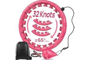 APzek Weighted Exercise Hoop Plus Size, 32 Detachable Knots for Adults & Beginners, 2 in 1 Abdomen Fitness Massage Non Fall Smart Hooola Hoop with Auto Spinning Ball