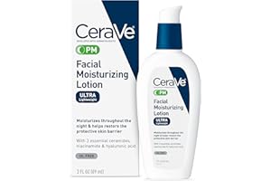 CeraVe PM Facial Moisturizing Lotion | Night Cream with Hyaluronic Acid and Niacinamide | Ultra-Lightweight, Oil-Free Moistur