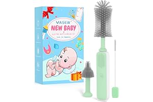 YASEW Electric Bottle Brush Cleaner, Baby Bottle Brush Set, 360° Efficient Cleaning, Long-Lasting 2000 mah Battery, Nipple, Straw Brush, and Exquisite Package, Newborn Essentials Baby Girl Boy Gift (Green)
