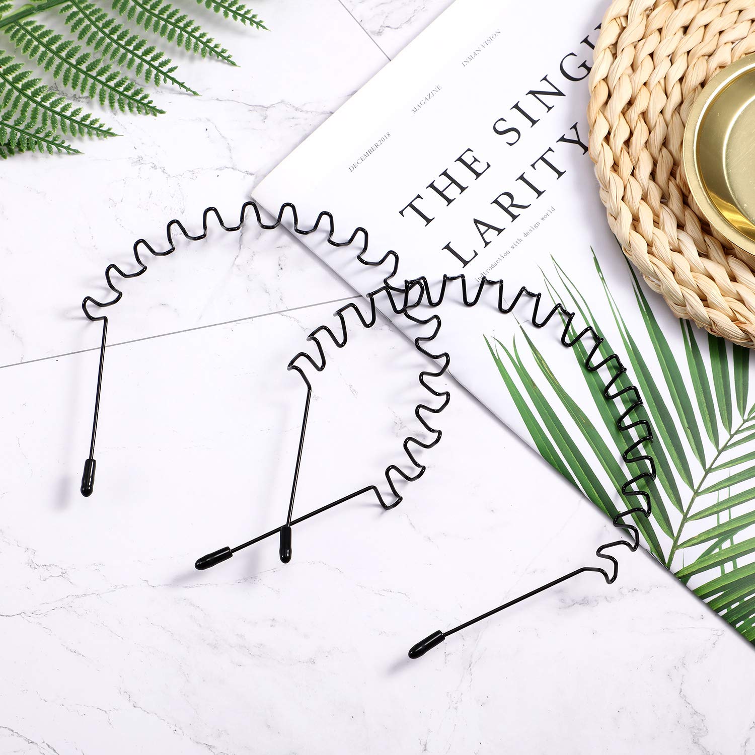 3 Pack Unisex Hair Band Metal Headband Black Head Band Spring Wavy Nonslip Men Women Sports Fashion Headwear (Spring Wave) : Beauty