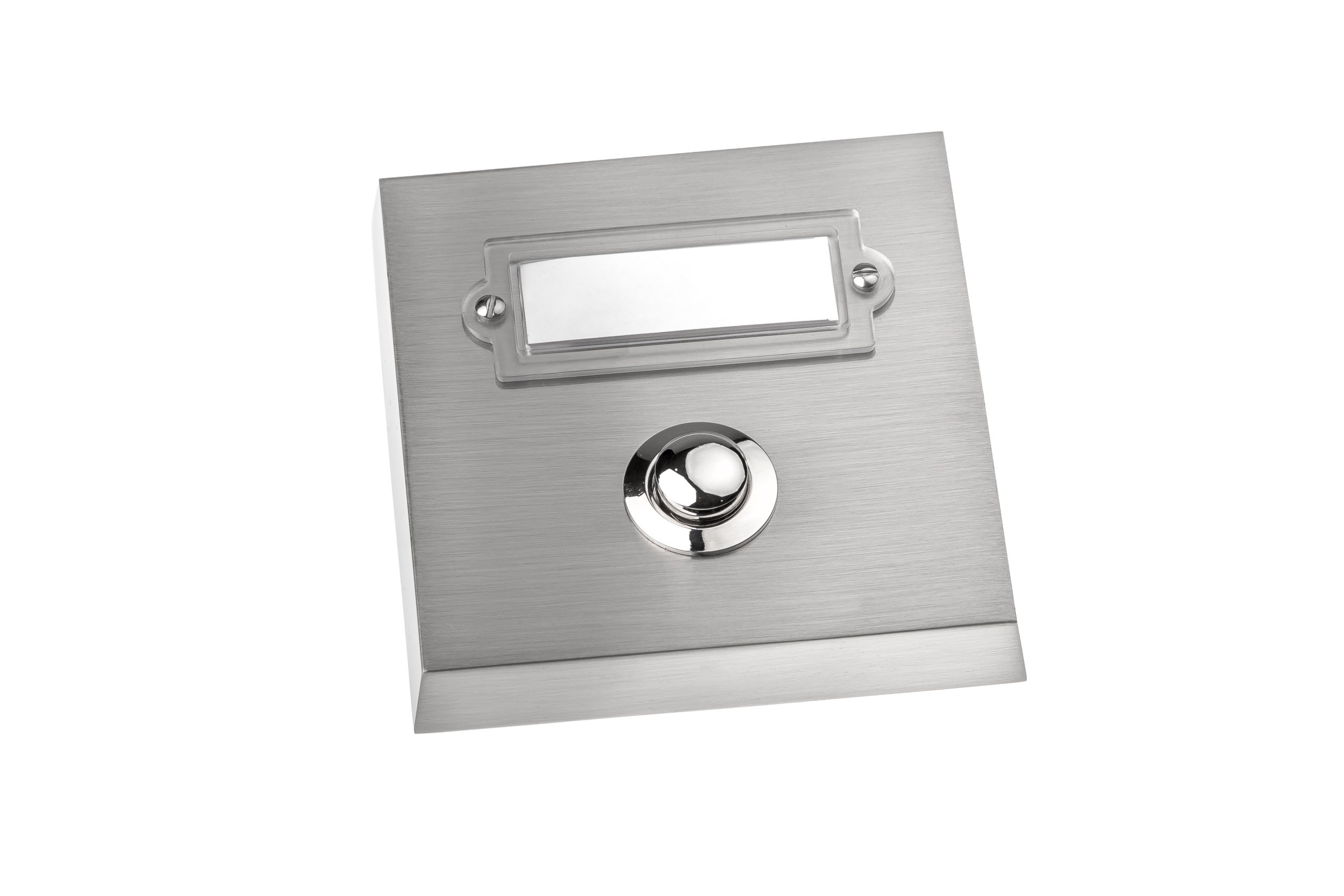 HUBER Surface-Mounted Bell Push 1 Gang Made of Real Metal - Doorbell Push with Name Plate - Front Doorbell Surface-Mounted - Bell Switch, Bell