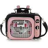 fancybag Women TV Shape Ita Bag Pink Television Shoulder Bag Design Ita Backpack Unique female Clear Window Anime Pins Display Crossbody Bag(pink black)