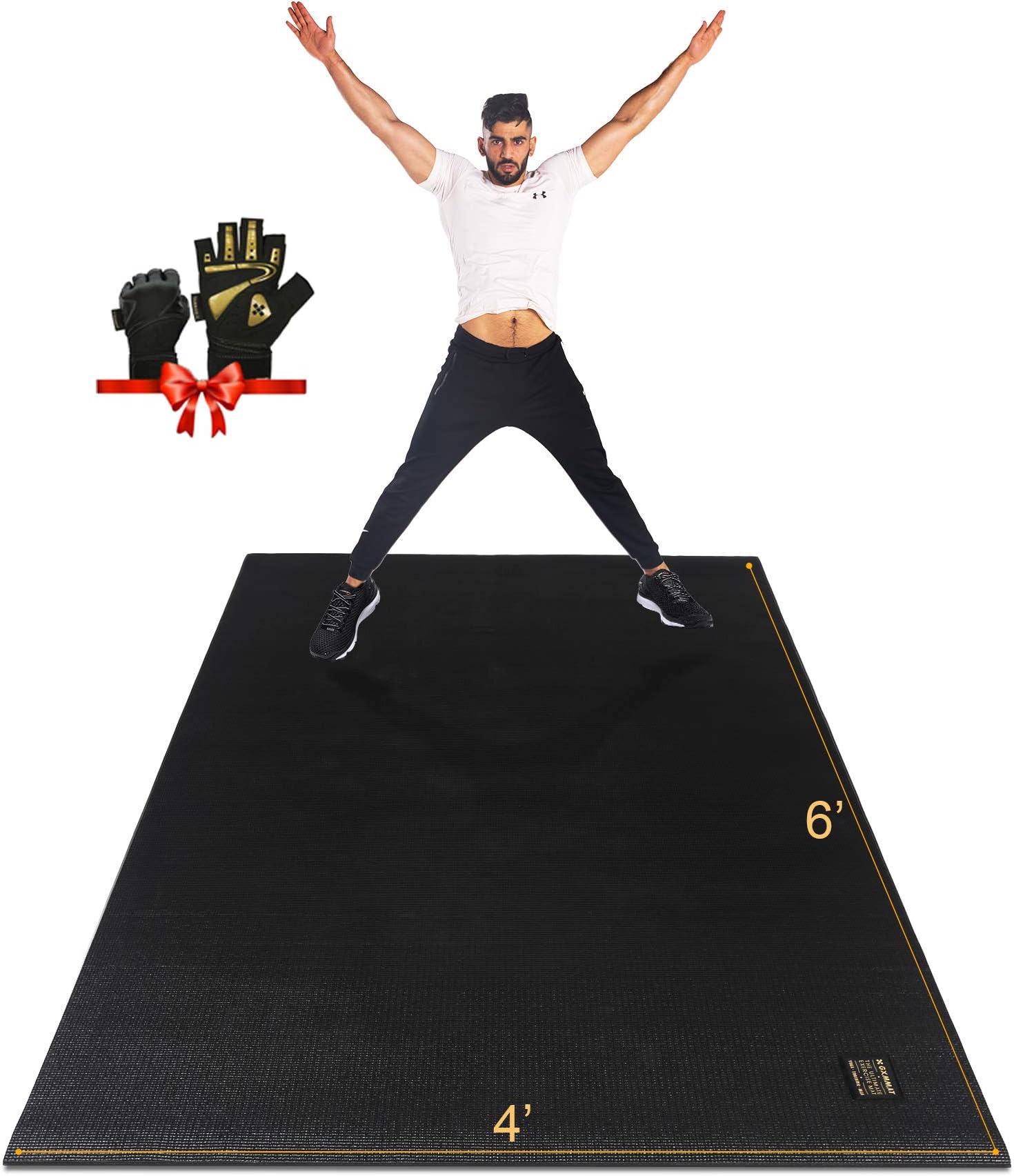 Gxmmat Large Exercise Mat 6'x4'x7mm, Thick Workout Mats for Home Gym Flooring, Extra Wide Non-Slip Durable Cardio Mat, High Density, Shoe Friendly, Perfect for Plyo, MMA, Jump Rope, Stretch, Fitness