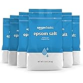 Amazon Basics Epsom Salt Soak, Fragrance Free, Magnesium Sulfate USP for Relaxation and Soothing Foot Soaking, 3 Pound Resealable Bags, 6-Pack