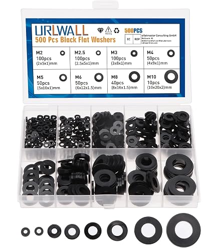 1000Pcs SAE Imperial Plastic Nylon Washer Flat Spacer Assortment 1/4 5/16 3/8 1/2 Black