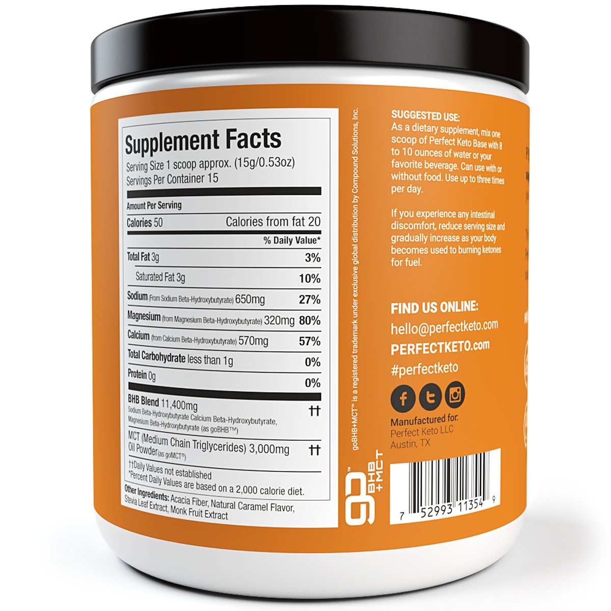 Perfect Keto Base, Exogenous Ketone Supplement, Beta-Hydroxybutyrate