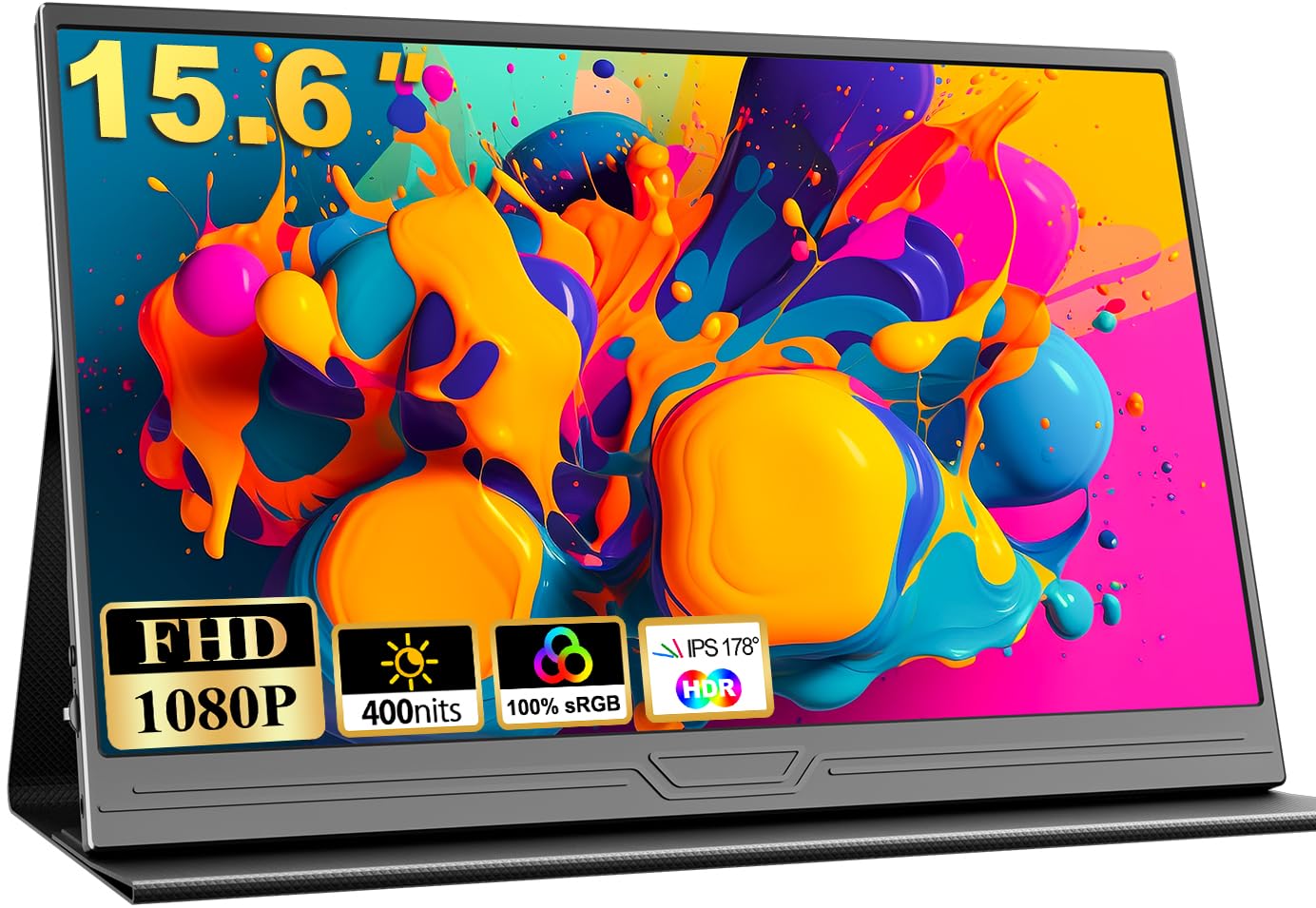 Coolhood Portable Monitor, 15.6 Inch 1080P Fhd Ips Second External Monitor With Usb-C Mini Hdmi Port, Second Screen Compatible With Pc, Laptop, Macbook, Gaming Device