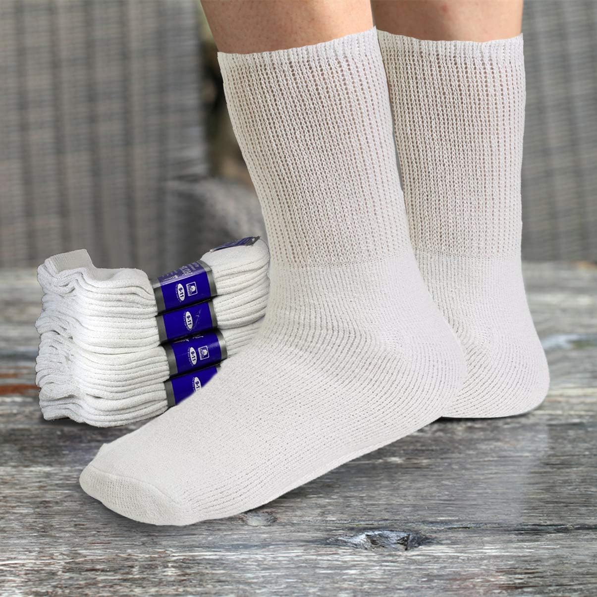 Debra Weitzner Non-Binding Loose Fit Sock - Non-Slip Diabetic Socks for Men and Women - Crew 6Pk White: Health & Personal Care