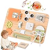Wooden Busy Board for Toddlers - Montessori Toys for Kids - Sensory Toys for Autism - Educational Fidget Toys for Fine Motor