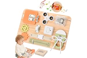 Wooden Busy Board for Toddlers - Montessori Toys for Kids - Sensory Toys for Autism - Educational Fidget Toys for Fine Motor 