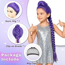morvally 33.5 Inches Purple Long Braided Ponytail