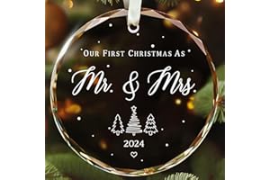 SUCHAGIFT Wedding Gifts - Mr and Mrs Gifts - Wedding Gifts for Couples 2024, Wedding Gifts for Couple, Wedding Gifts for Bride - Future Mr and Mrs Gifts - 1st Married Bridal Shower Gifts - Glass Ornament