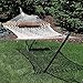 Sunnydaze Rope Hammock with 12-Foot Stand and Hammock Pad - 275-Pound Capacity - Desert Stripe