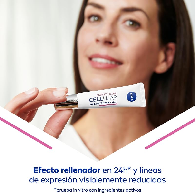 Cellular Expert Filler - Contorno de Ojos y Labios - Antiarrugas - Efecto Rellenador 24h - Con Ácido Hialurónico y Ácido Fólico - Crema Antiedad - Extra Firmeza - Todo Tipo de Pieles - 15 ml
