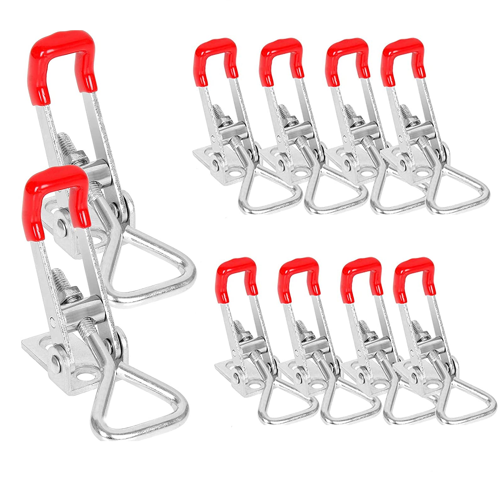 EVADOW 10 Pack Heavy Duty Adjustable Toggle Clamp, 360lbs Holding Capacity 4001 Style Quick Release Toggle Pull Latch Hasp Clamp for Door, Box Case Trunk, Smoker Lid
