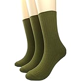 Toauqo Women's Casual Cotton Crew Sock 3-Pack Basic Pure Color Soft Comfort Socks