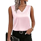 Zeagoo Women's Silk Satin Tank Tops V Neck Casual Camisoles Sleeveless Business Work Blouses Dressy Summer Shirts