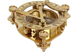 HANDCRAFTED TRADING CO. 3" Solid Brass Sundial Compass Pirate Navigation