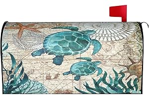 Perinsto Sea Turtle Ocean Life Mailbox Covers Magnetic Waterproof Mail Cover Letter Post Box Wraps for Home Garden Yard Decor, 21x18 in