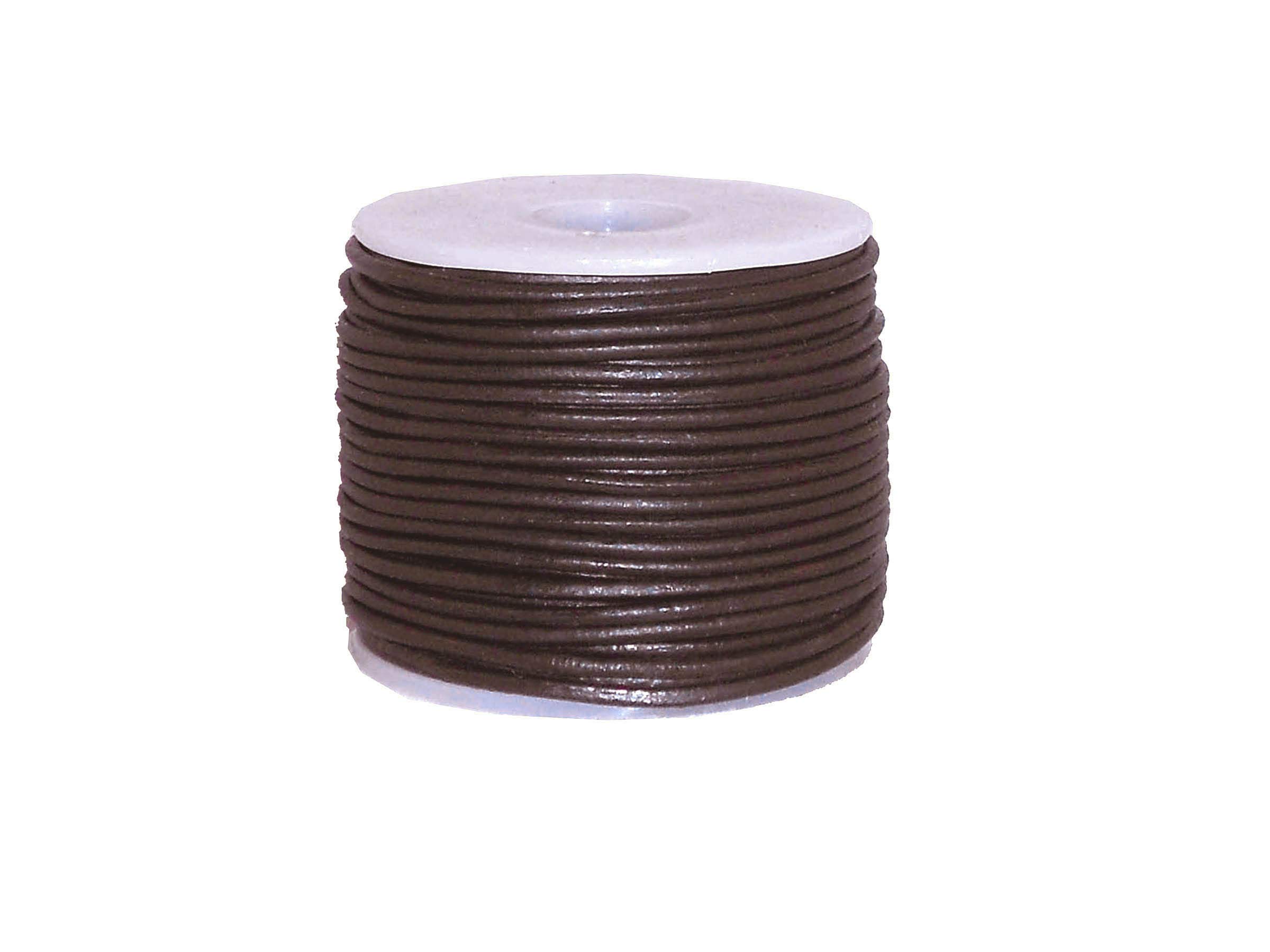 cords craft Round Leather Cord for Round Bracelet, Necklaces Genuine Leather Cord 1.5MM A2 Dark Brown Matte Finish