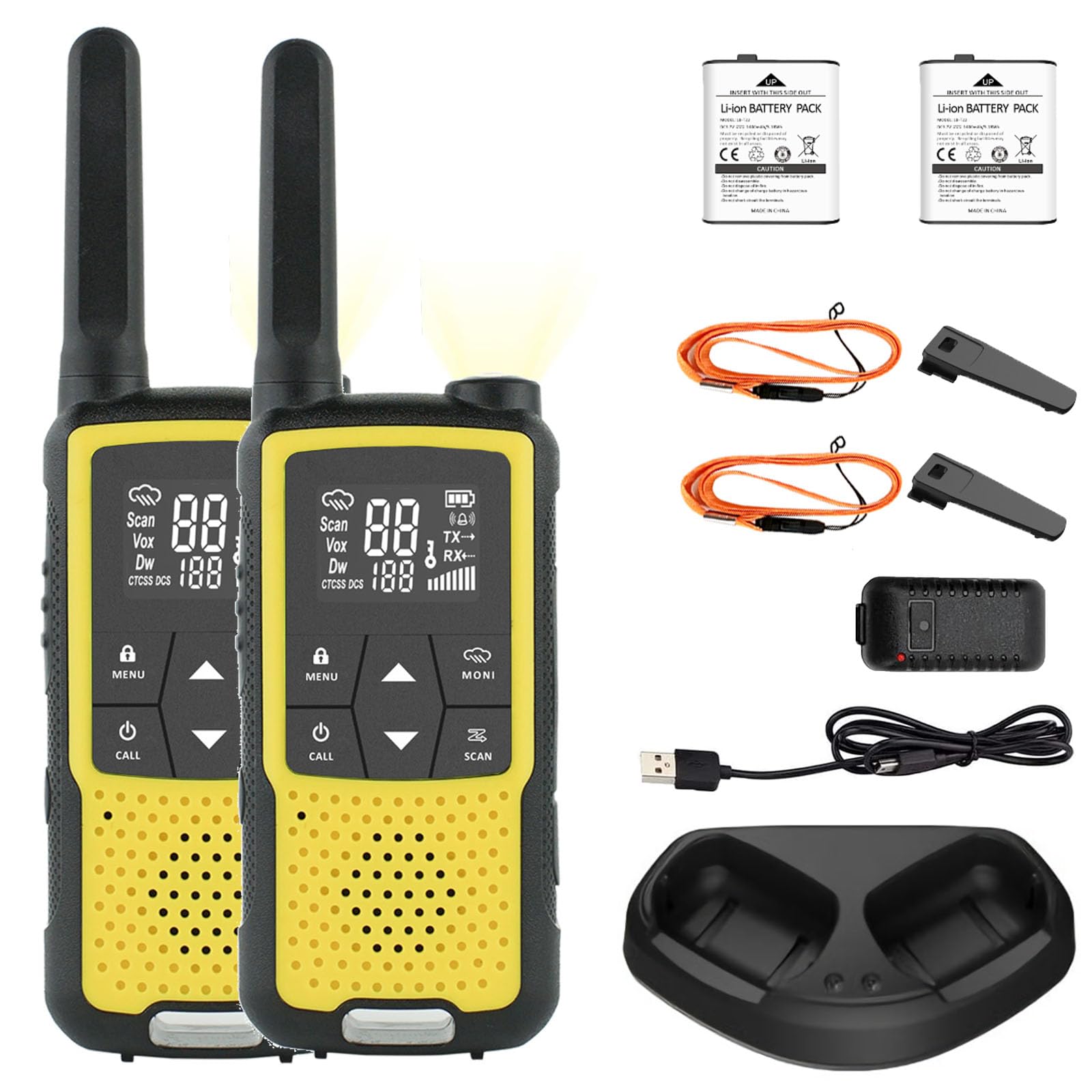 Photo 1 of Walkie Talkies 22 FRS Channel NOAA Weather Alerts Long Rang Rechargeable Walkie Talkies with 1400mAh Battery 2 Pack