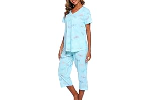 ENJOYNIGHT Women's Sleepwear Tops with Capri Pants Pajama Sets